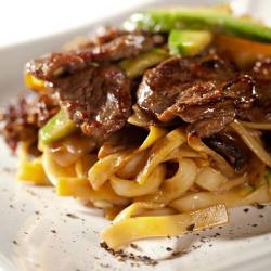 Teriyaki Rind mit Nudeln