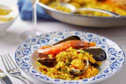 Leckere Meeresfrüchte Paella